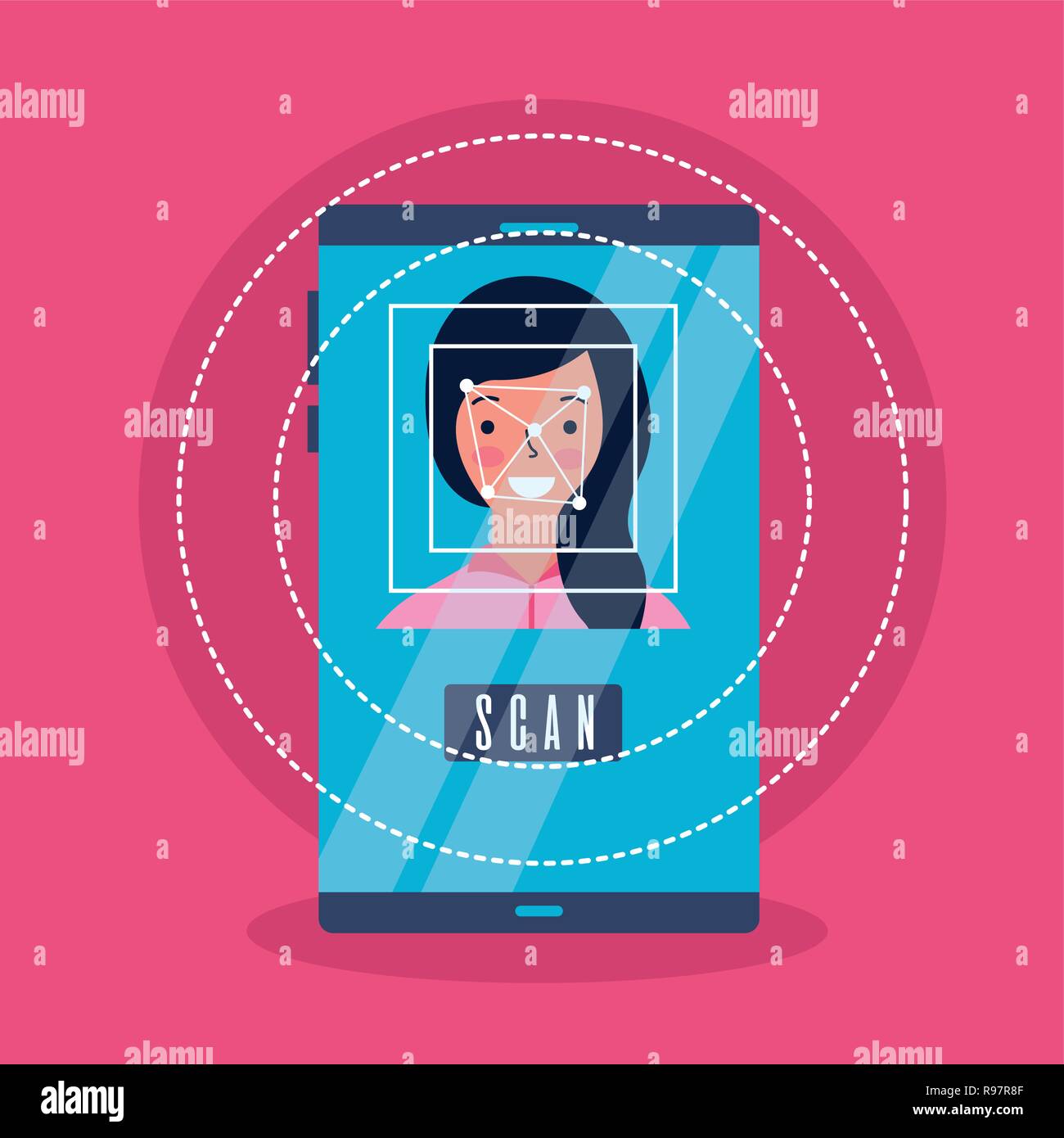 woman face scan process gadget vector illustration Stock Vector Image ...