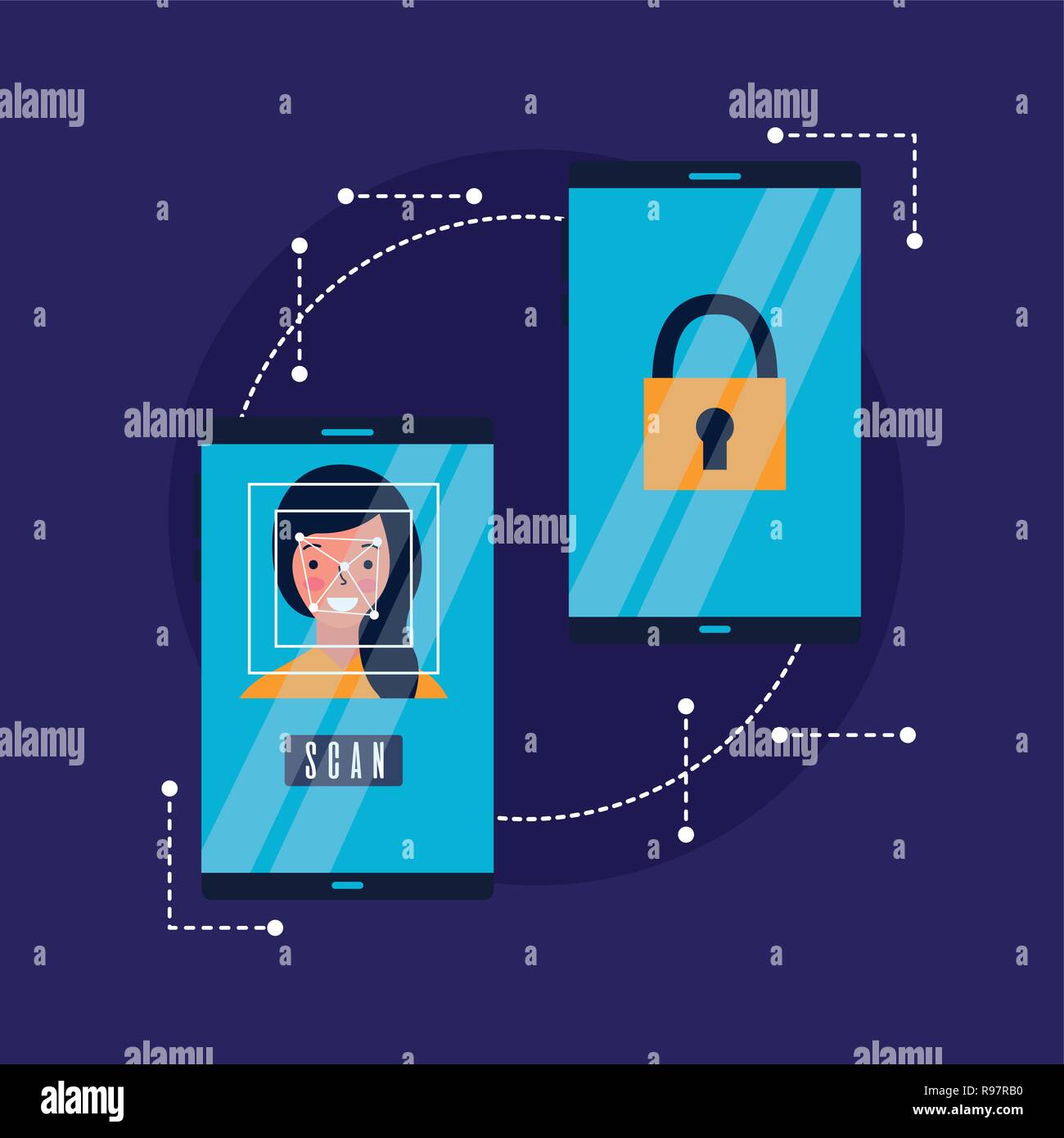 woman face scan process security vector illustration Stock Vector Image