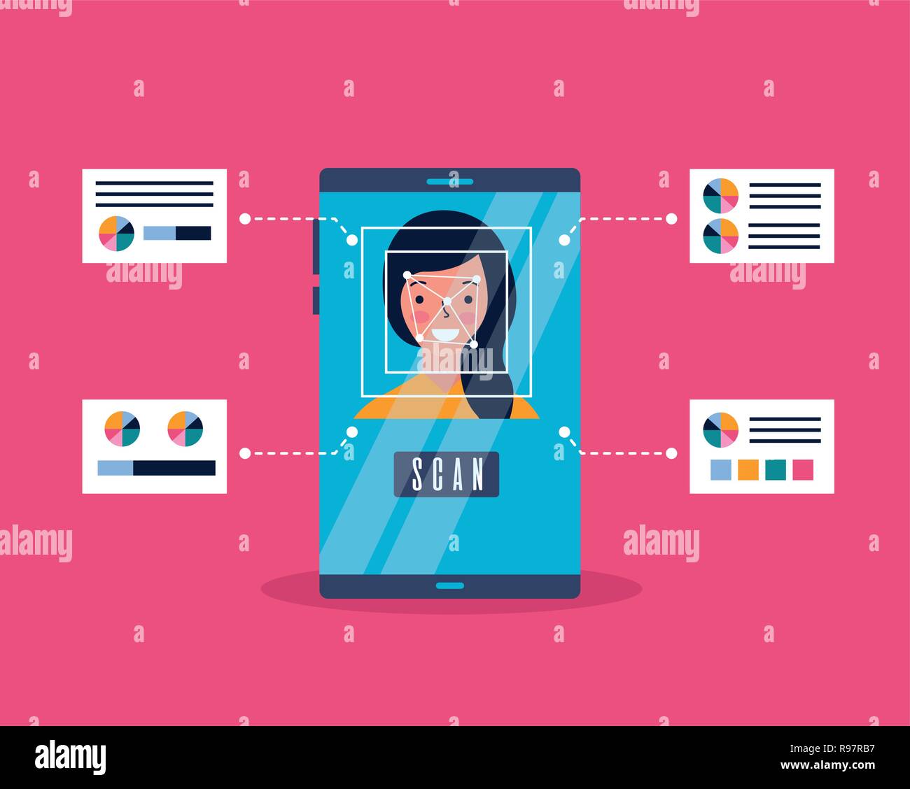 woman face scan process digital vector illustration Stock Vector Image ...