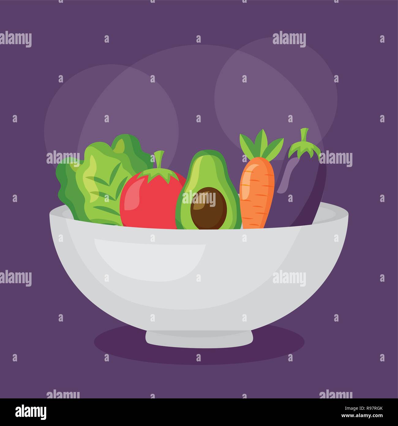 bowl with vegetables healthy food vector illustration Stock Vector ...