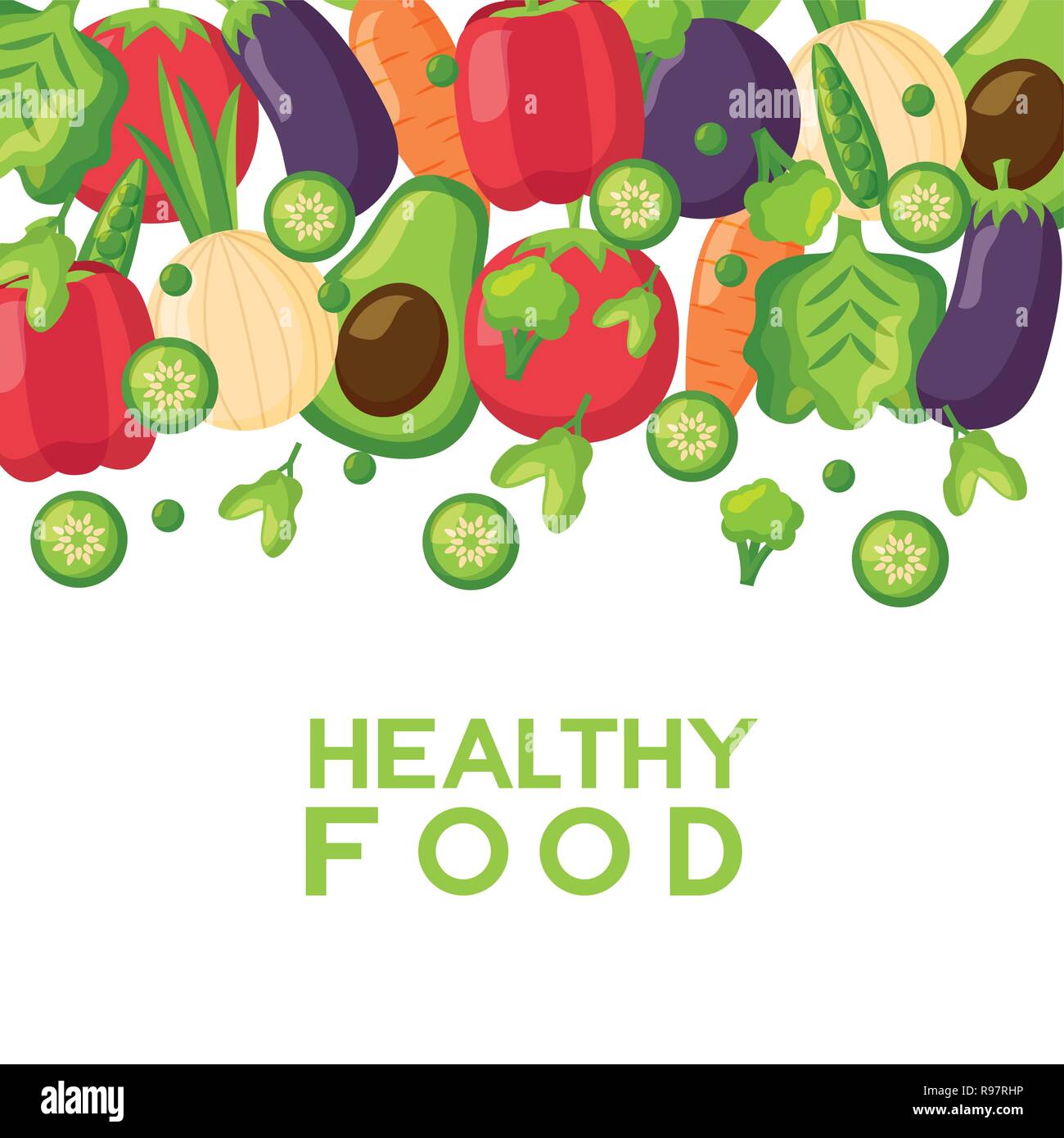 fruits and vegetables healthy food fresh vector illustration Stock ...