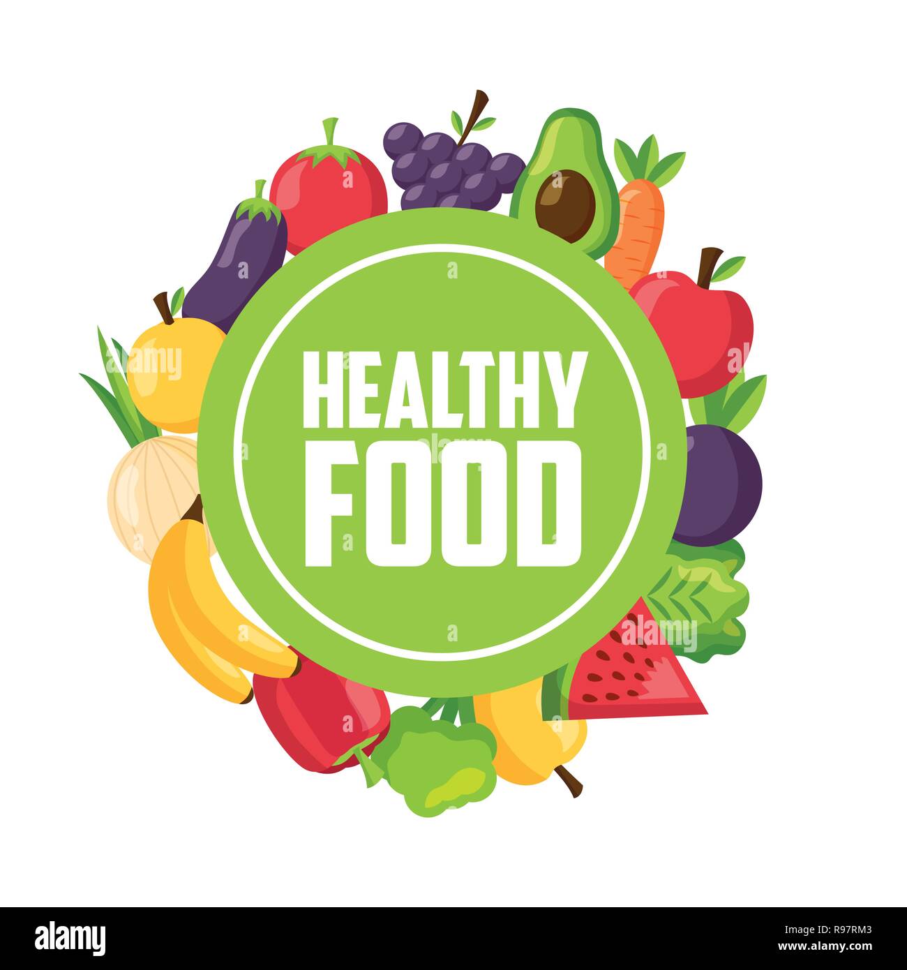 healthy food fresh badge nature vector illustration Stock Vector Image ...