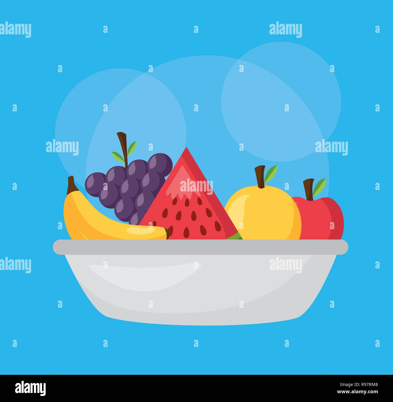 bowl with fruits healthy food vector illustration Stock Vector Image ...