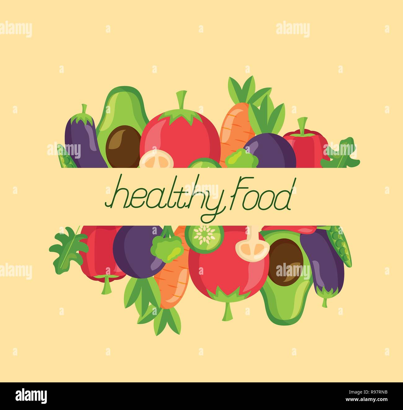 fruits and vegetables healthy food fresh vector illustration Stock ...