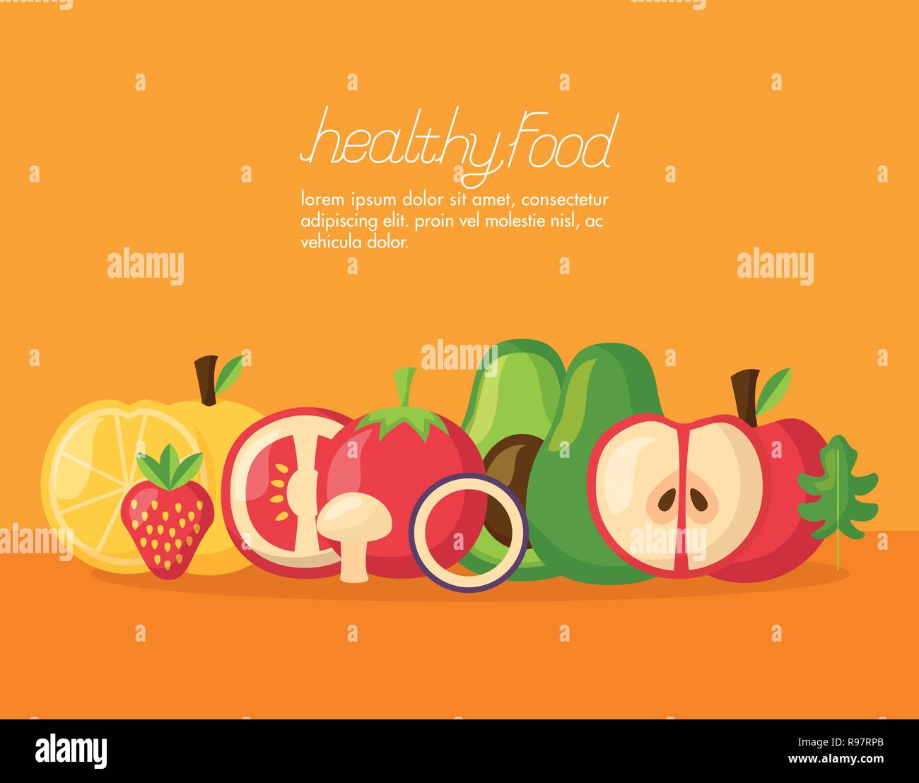 vegetables fruits healthy food fresh vector illustration Stock Vector ...