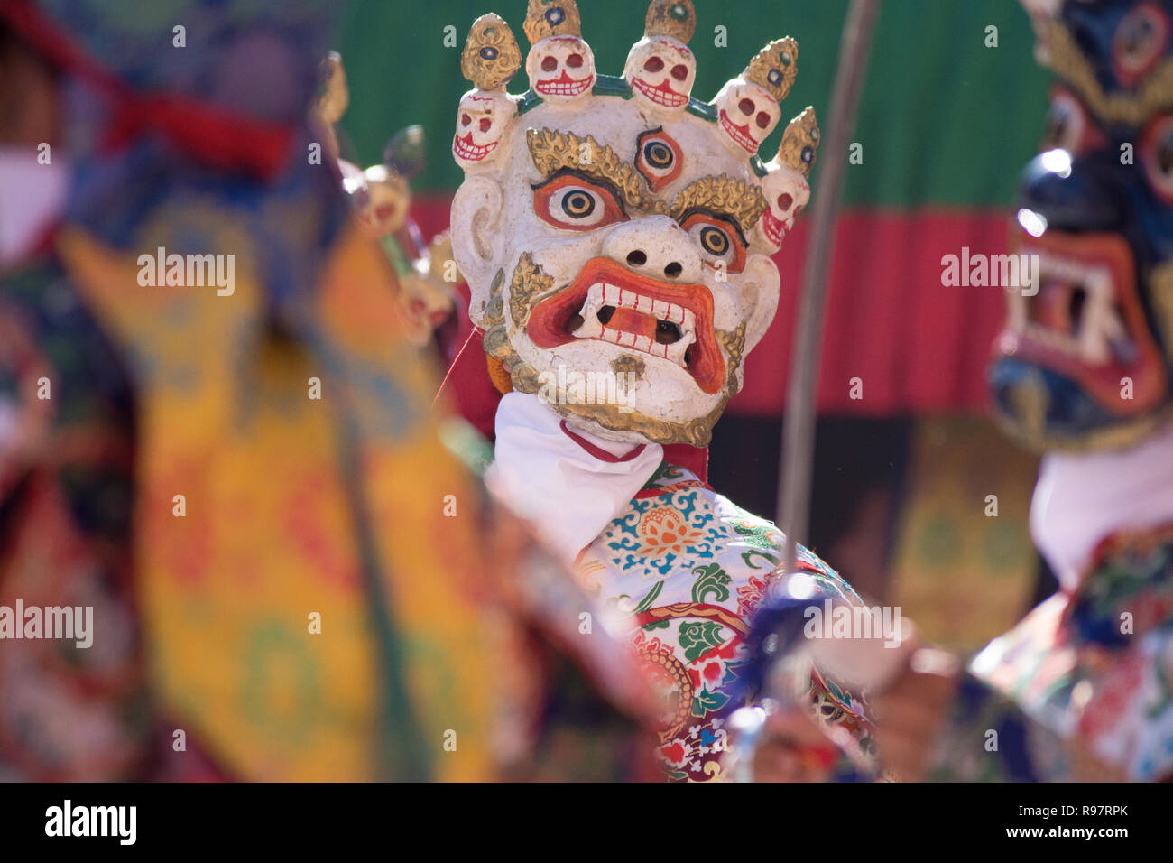 Buddhist dances at Gustor Mask Festival in Tikshey Monsatery,Ladakh Stock Photo