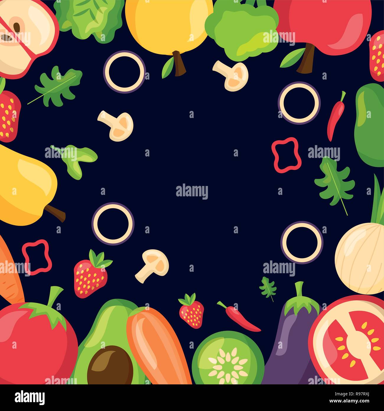 healthy food fresh black background vector illustration Stock Vector ...