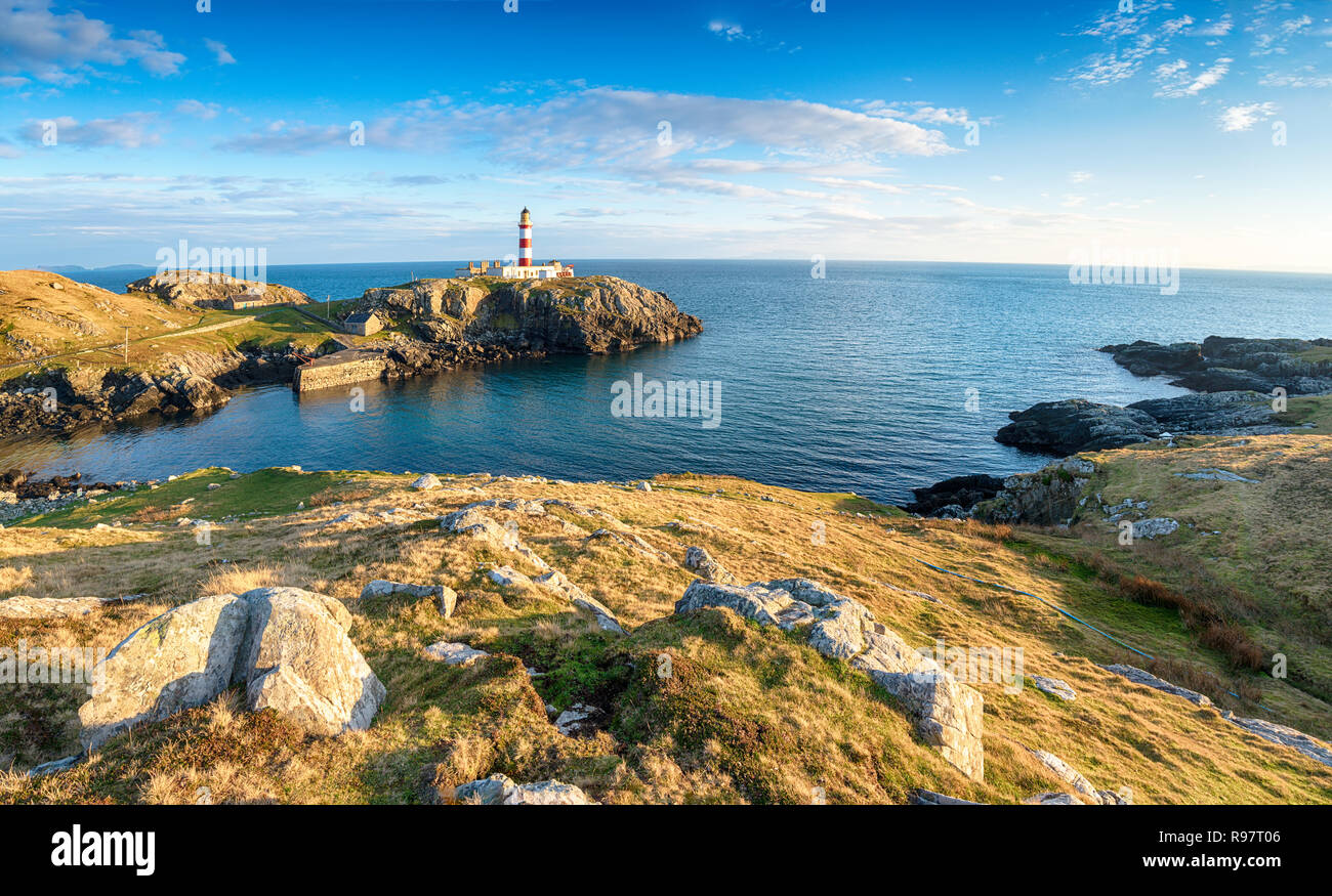 Eilean Glas Lighthouse on the beautiful Isle of Scalpay in the Outer Hebrides of Scotland Stock Photo