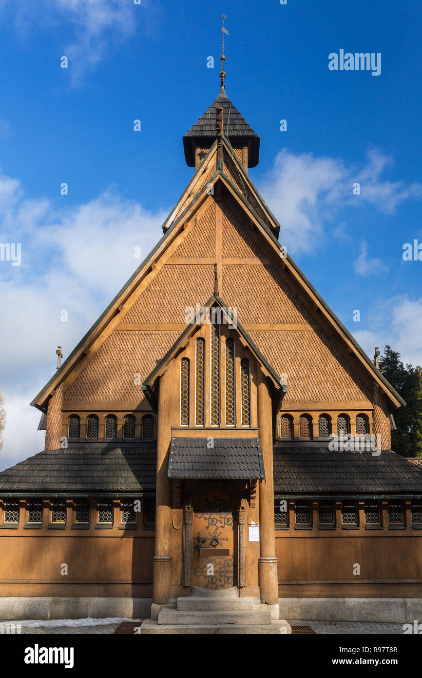 Norwegian temple Wang in Karpacz, Poland. It was built in the twelfth century in Norway Stock Photo