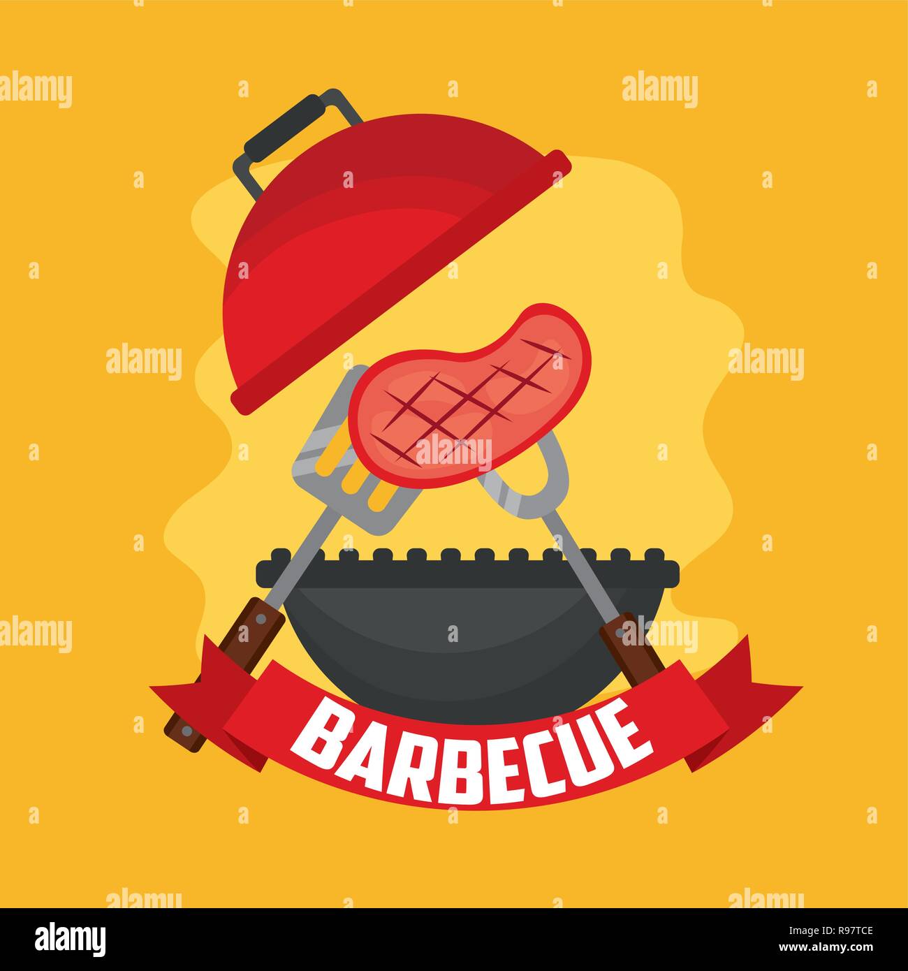 grill fork spatula meat barbecue vector illustration Stock Vector Image ...