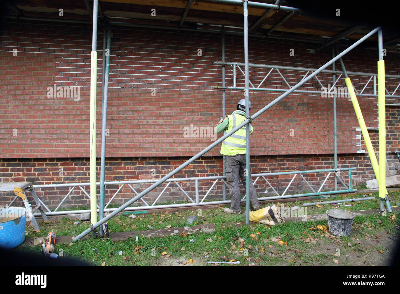 er Exterior Wall Insulation using Brick Slip Cladding Stock Photo Alamy