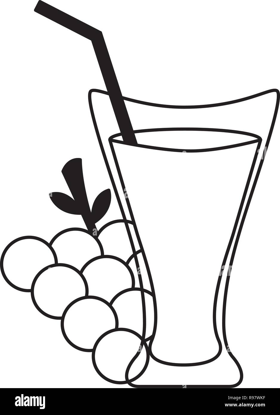 grapes juice cup with straw vector illustration Stock Vector Image