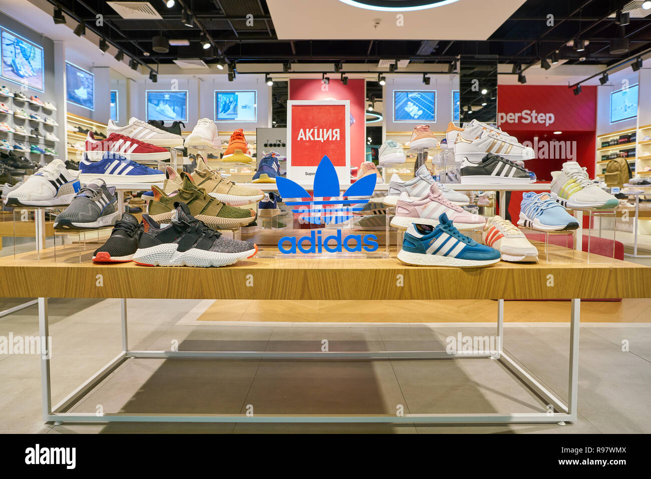 SAINT RUSSIA - MAY, 2018: Adidas athletic shoes on display SuperStep store in Galeria shopping center Photo - Alamy