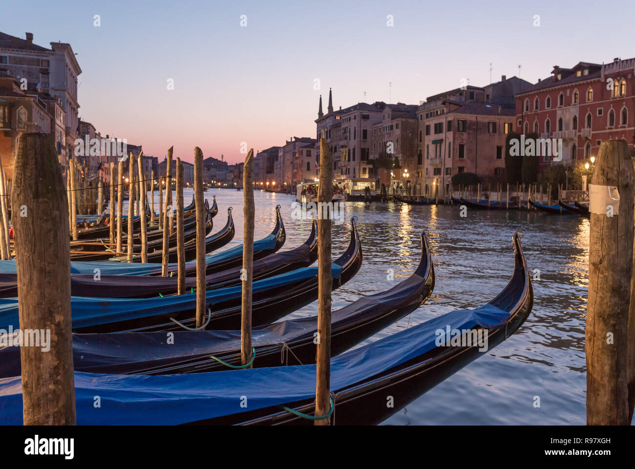 Gondola parking at Grand Canal in Venice, Italy Stock Photo Alamy