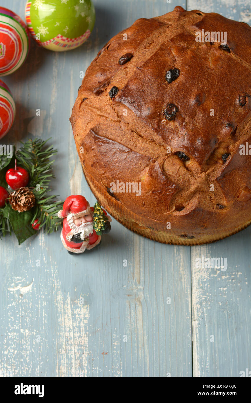 panettone - traditional Italian Christmas cake - Milanese artisan recipe - closeup Stock Photo