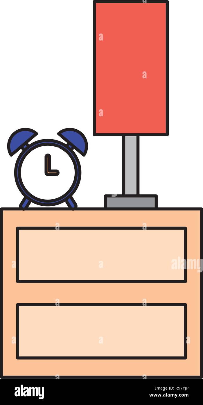 bedside clock alarm and lamp vector illustration Stock Vector