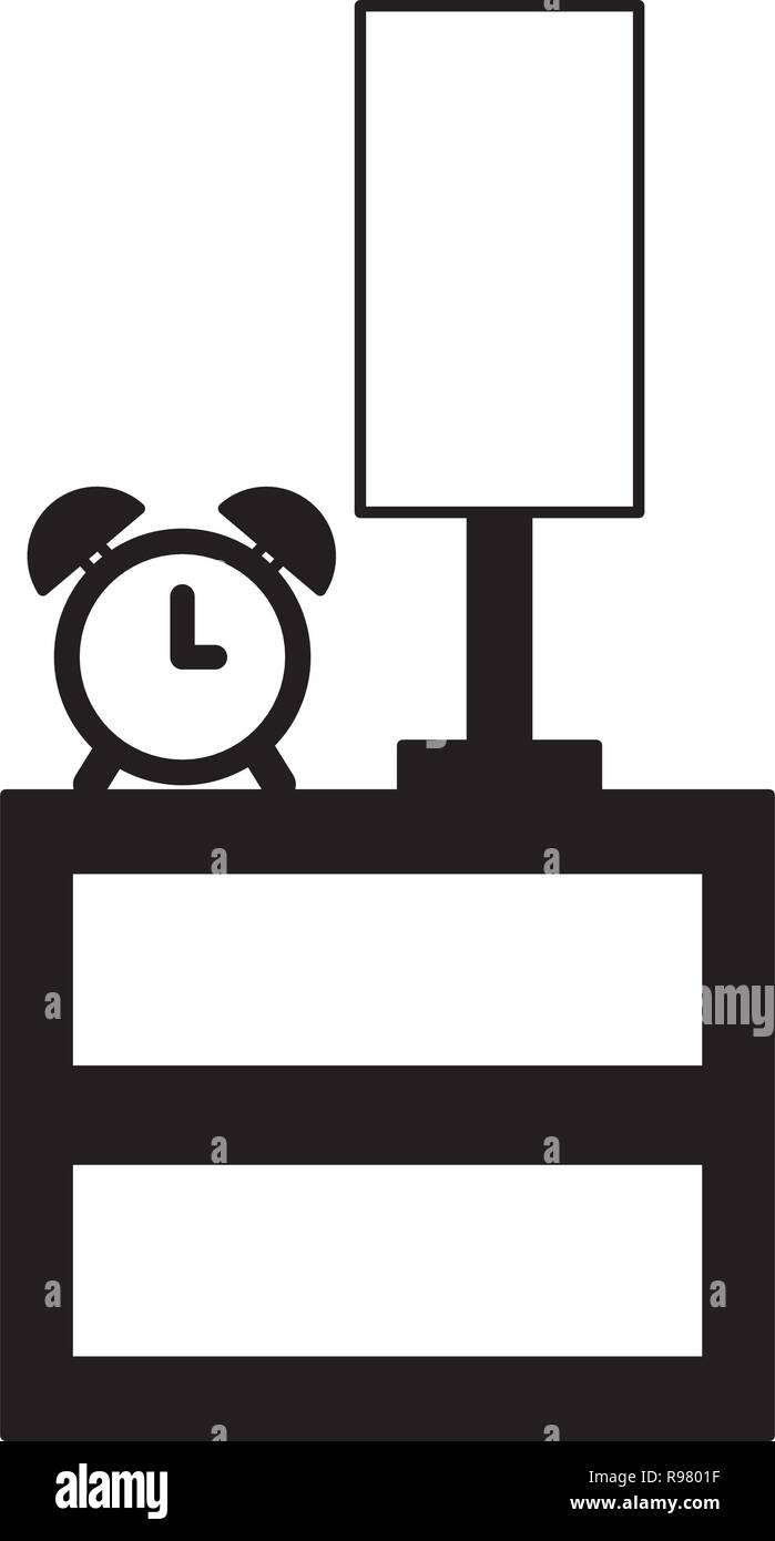 bedside clock alarm and lamp vector illustration Stock Vector
