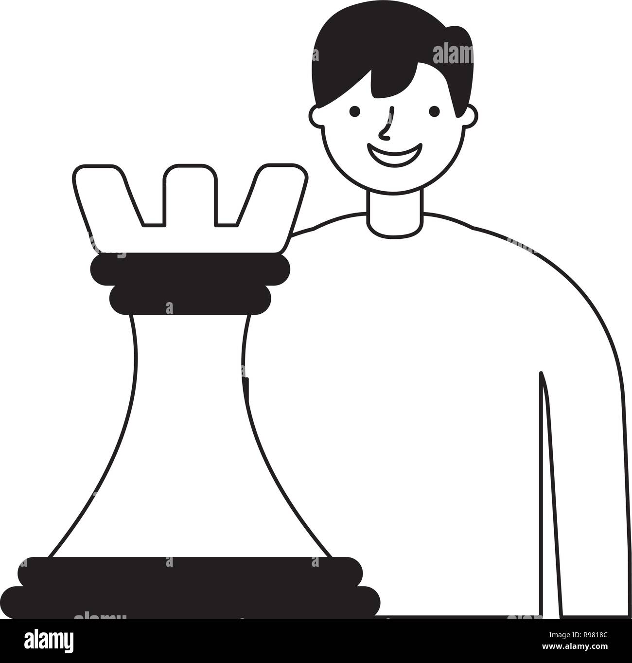 businessman with chess piece strategy vector illustration Stock Vector ...