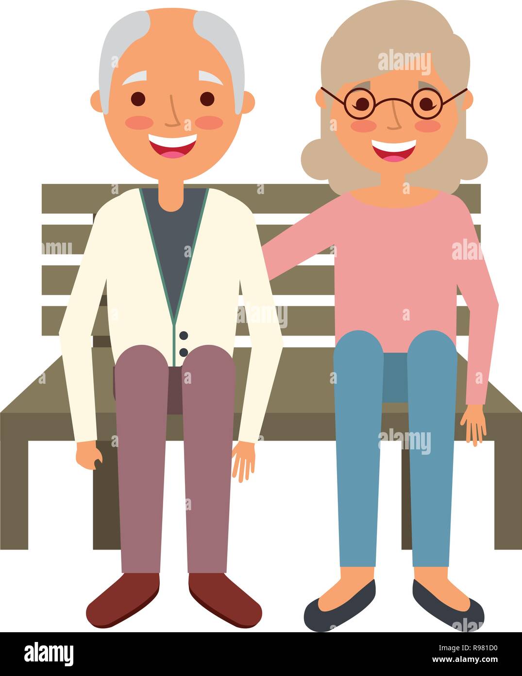 Elderly Couple Sitting On Bench Vector Illustration Stock Vector Image And Art Alamy 2746