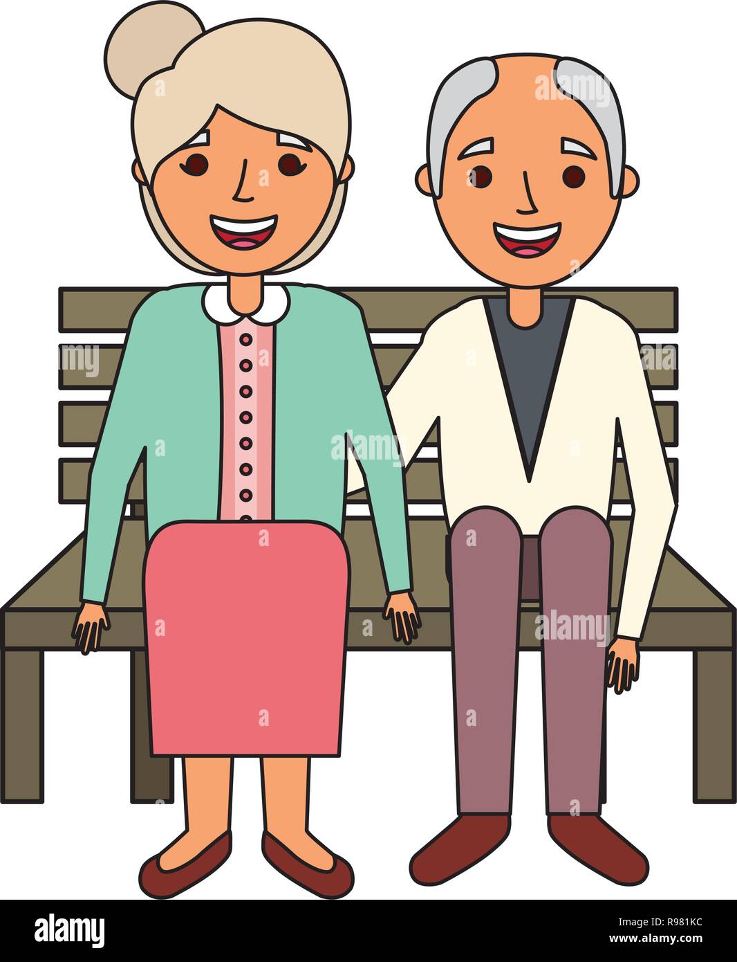 Elderly people sitting on bench Cut Out Stock Images & Pictures - Alamy