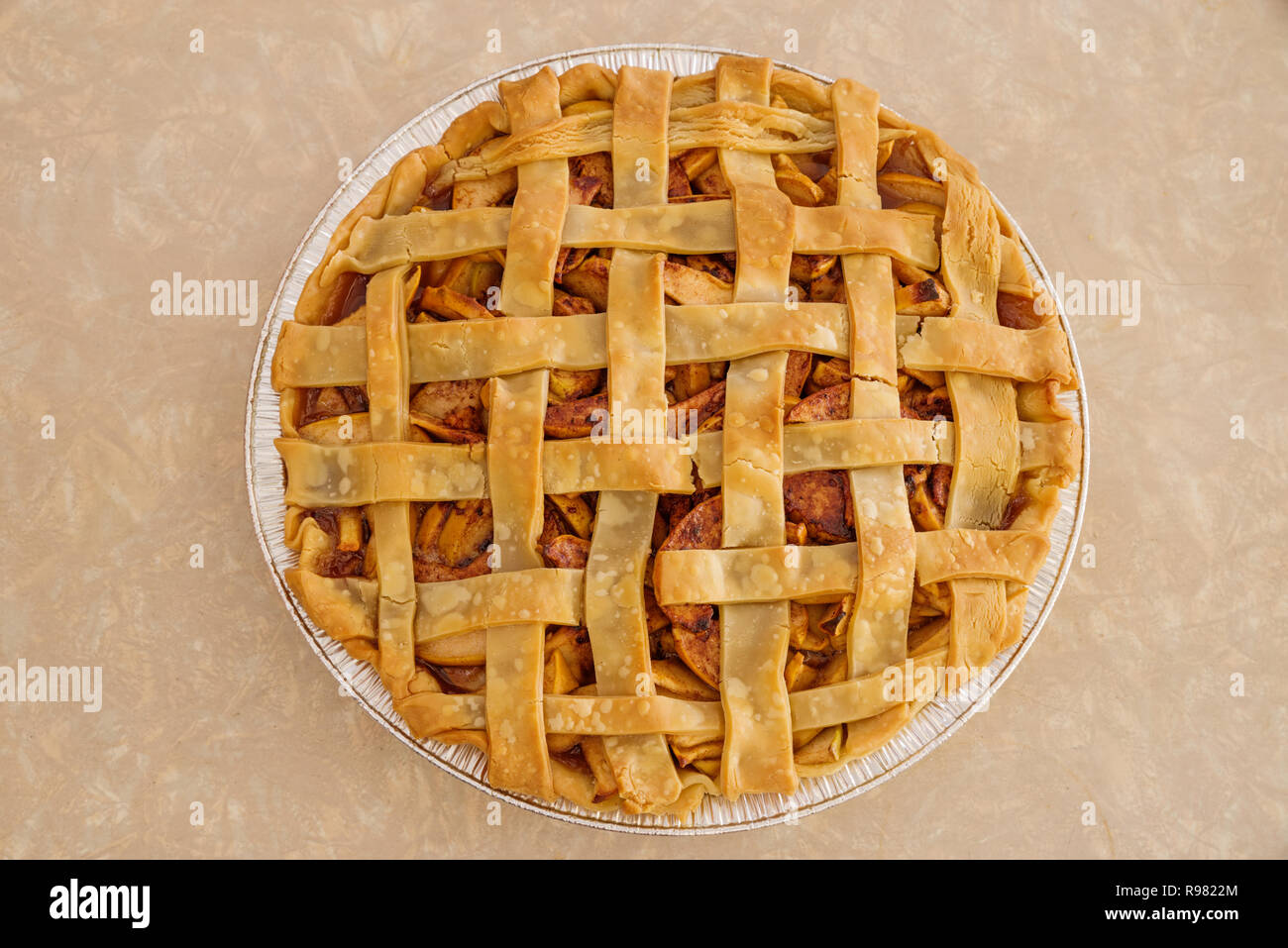 homemade apple pie with lattice crust Stock Photo