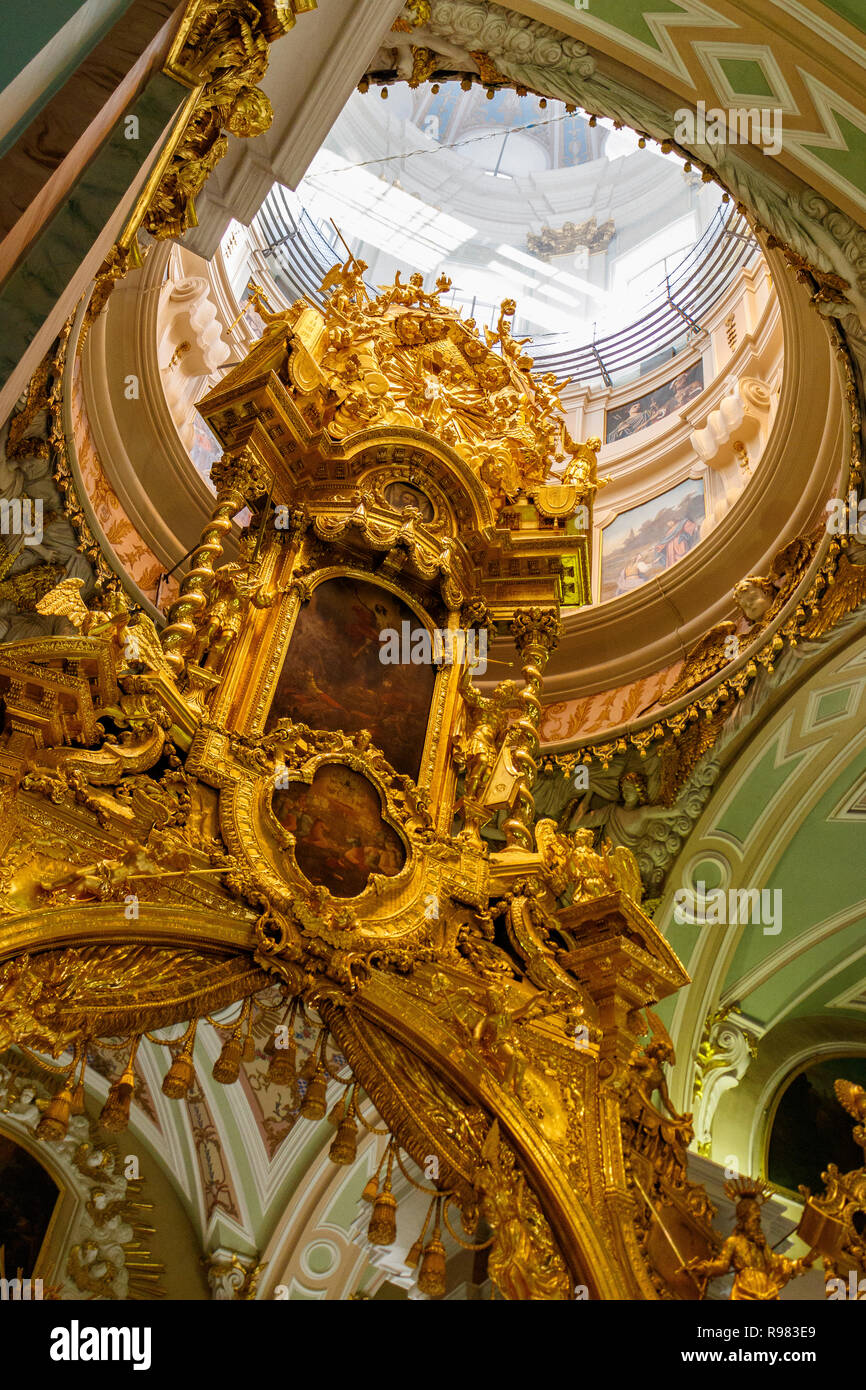 Interior of the Saints Peter and Paul Cathedral inside Peter and Paul Fortress on Hare Island, St Petersburg, Russia. Resting place of the Royalty. Stock Photo