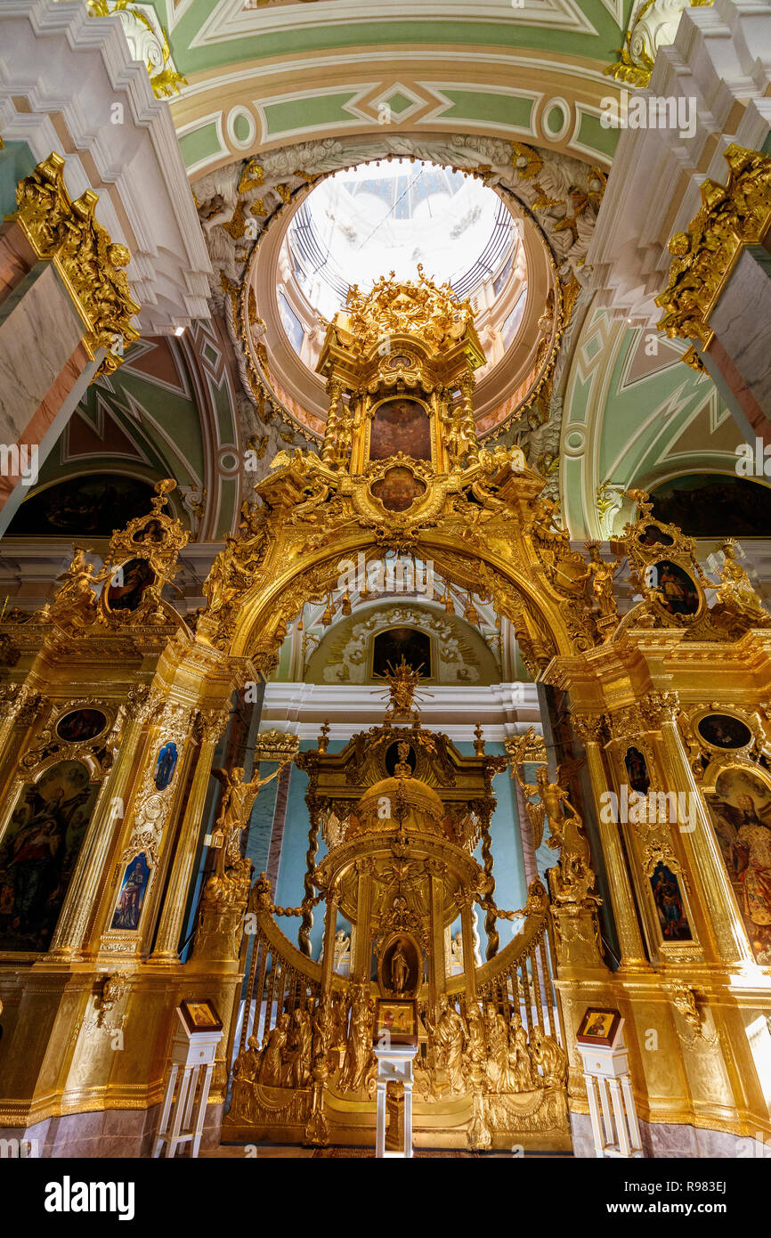 Interior of the Saints Peter and Paul Cathedral inside Peter and Paul Fortress on Hare Island, St Petersburg, Russia. Resting place of the Royalty. Stock Photo