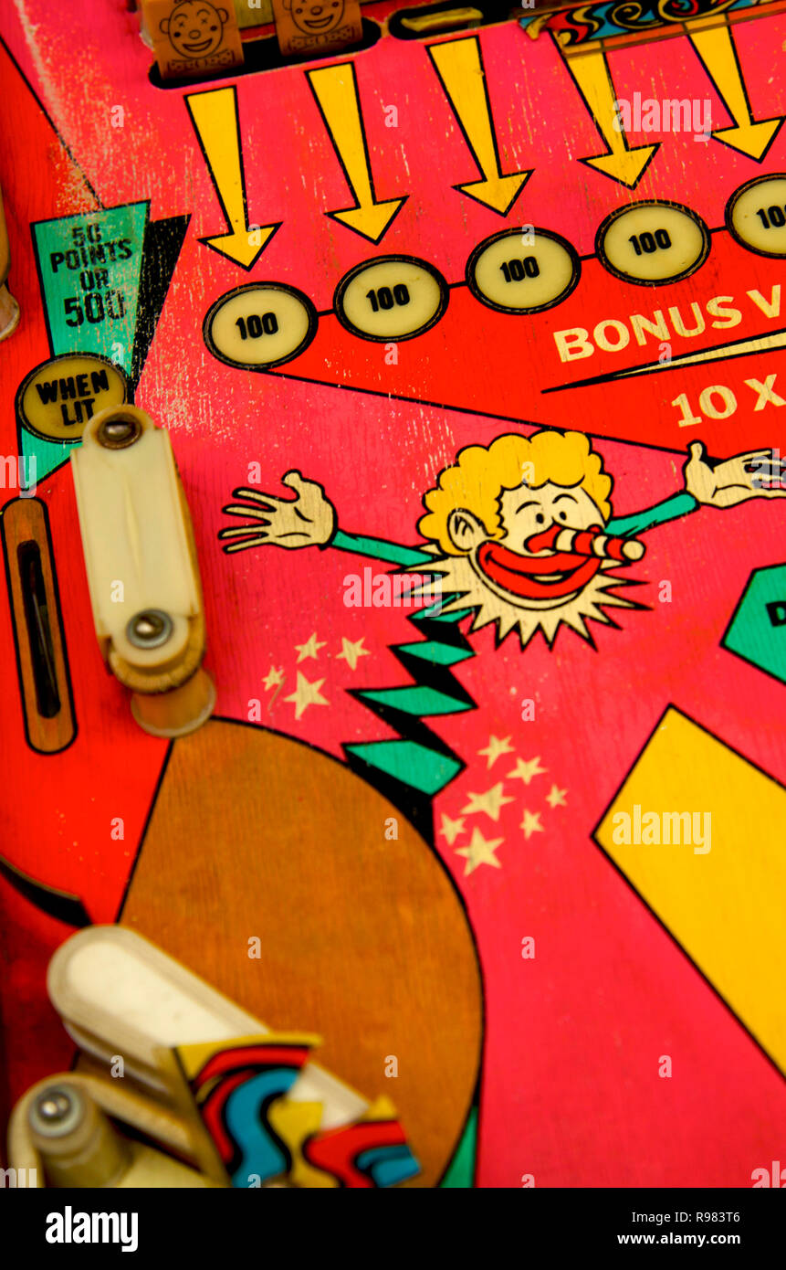 Close up on a detail of a pinball machine Stock Photo