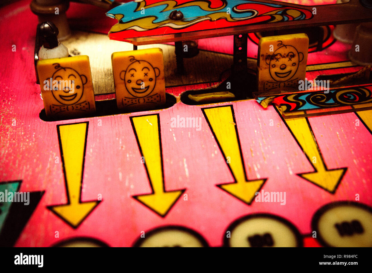 Close up on a detail of a pinball machine Stock Photo
