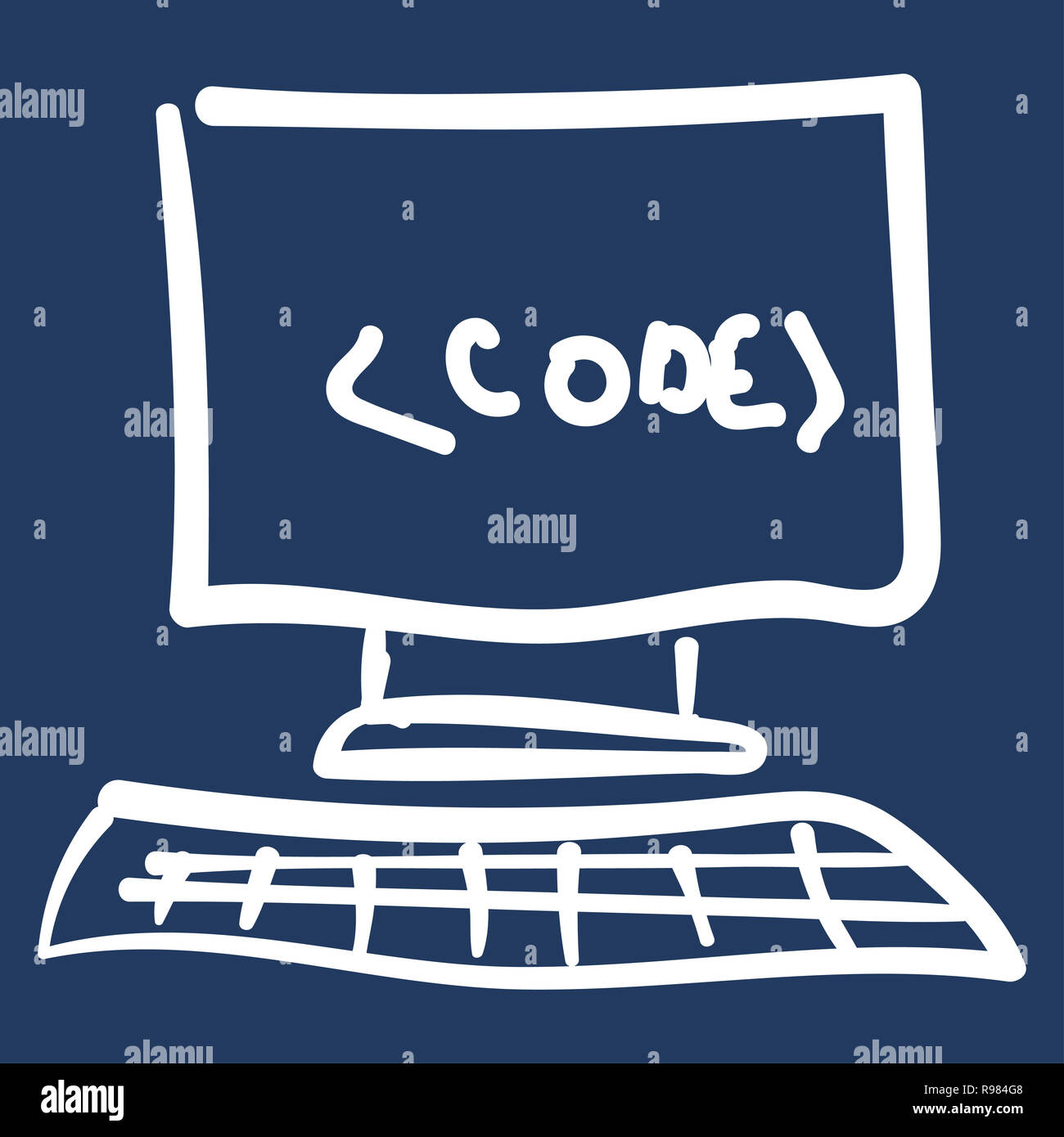 Computer display, program code. Children s drawing doodle Stock Photo ...