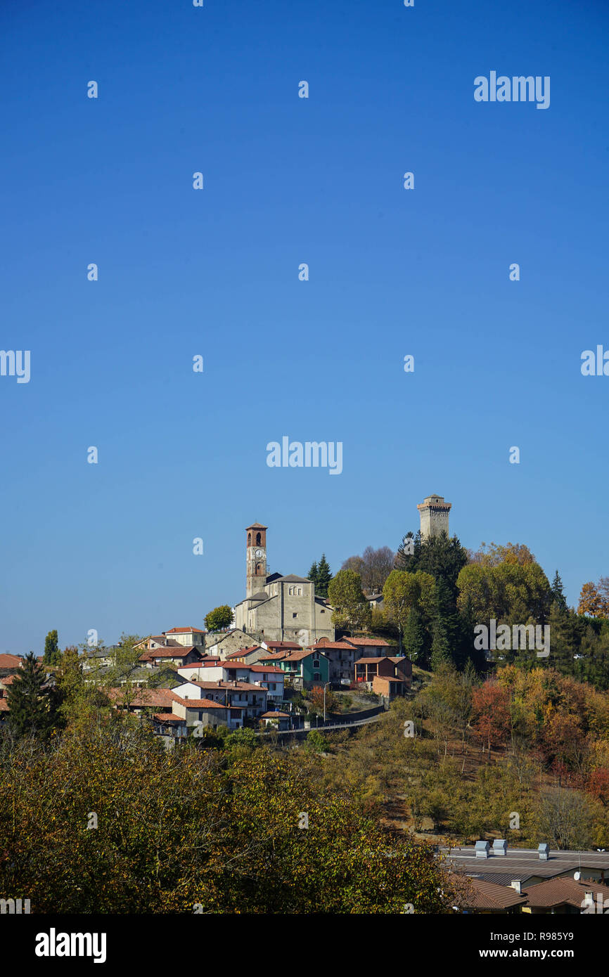 View of the village of Murazzano in High Langa, Piedmont - Italy Stock Photo