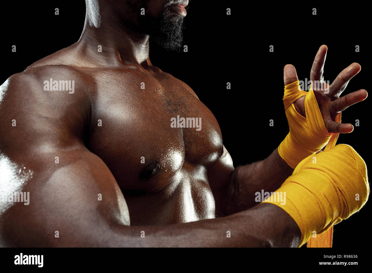 Boxer wrapping hands african american hi-res stock photography and images -  Alamy