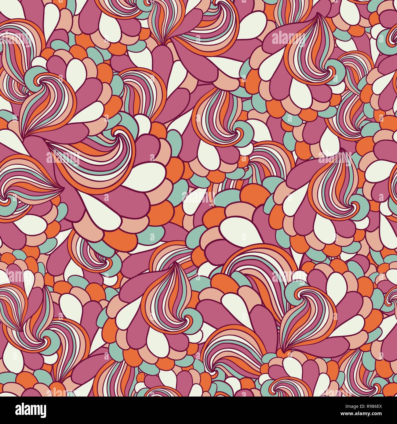Seamless hand-drawn waves pattern. Abstract wavy background, nature ...