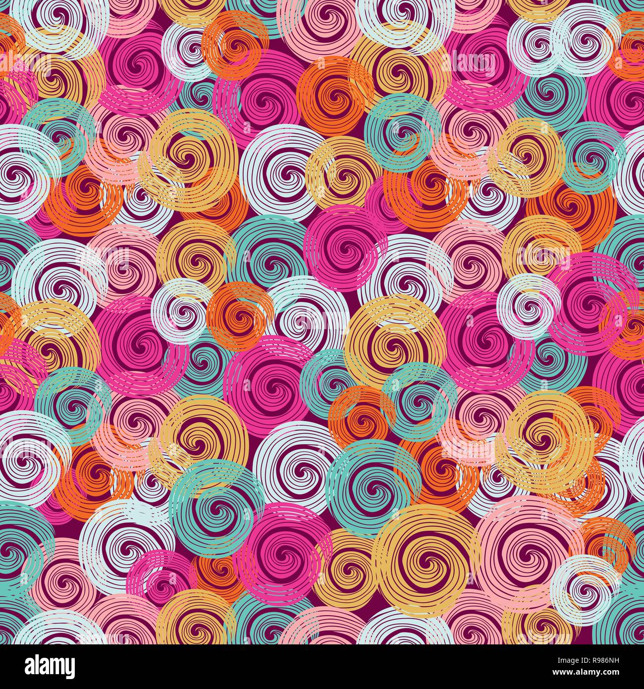 Hand- drawn abstract seamless background pattern. Waves, curls, swirls ...