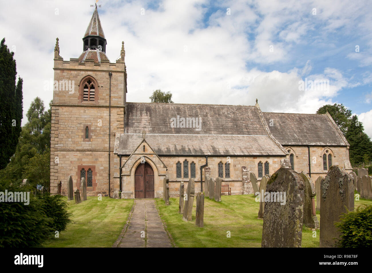 St. Giles historic church, Chollerton, Northumberland, England Stock Photo