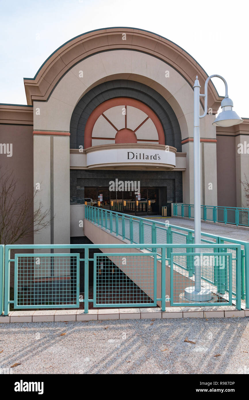 HICKORY, NC, USA-12-19-18: A Dillard's Department store, located in Valley Hills Mall, one of almost 300 stores, headquartered in Little Rock, Arkansa Stock Photo