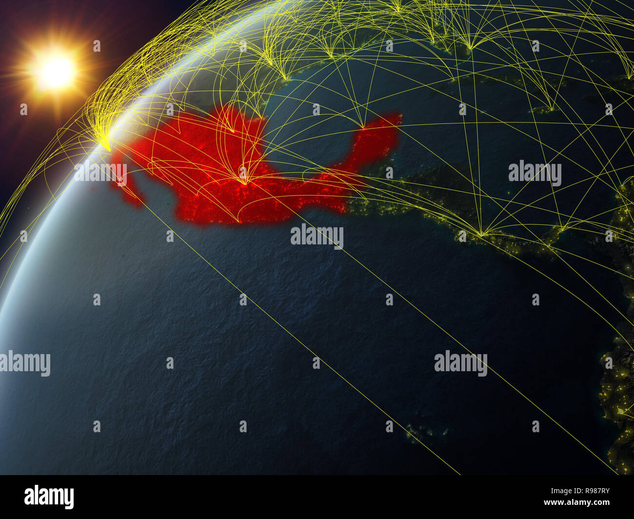 Mexico on model of planet Earth with network and international networks ...