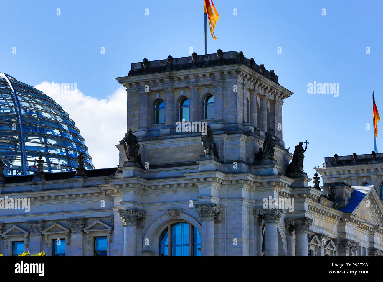 Bright blue sky over the inner city of Berlin. Stock Photo