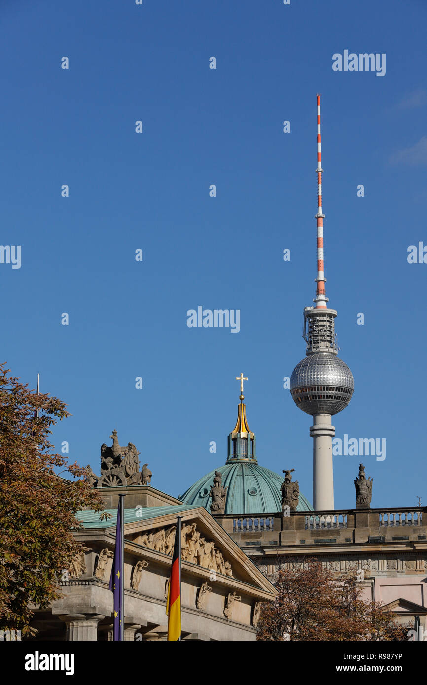 Bright blue sky over the inner city of Berlin. Stock Photo