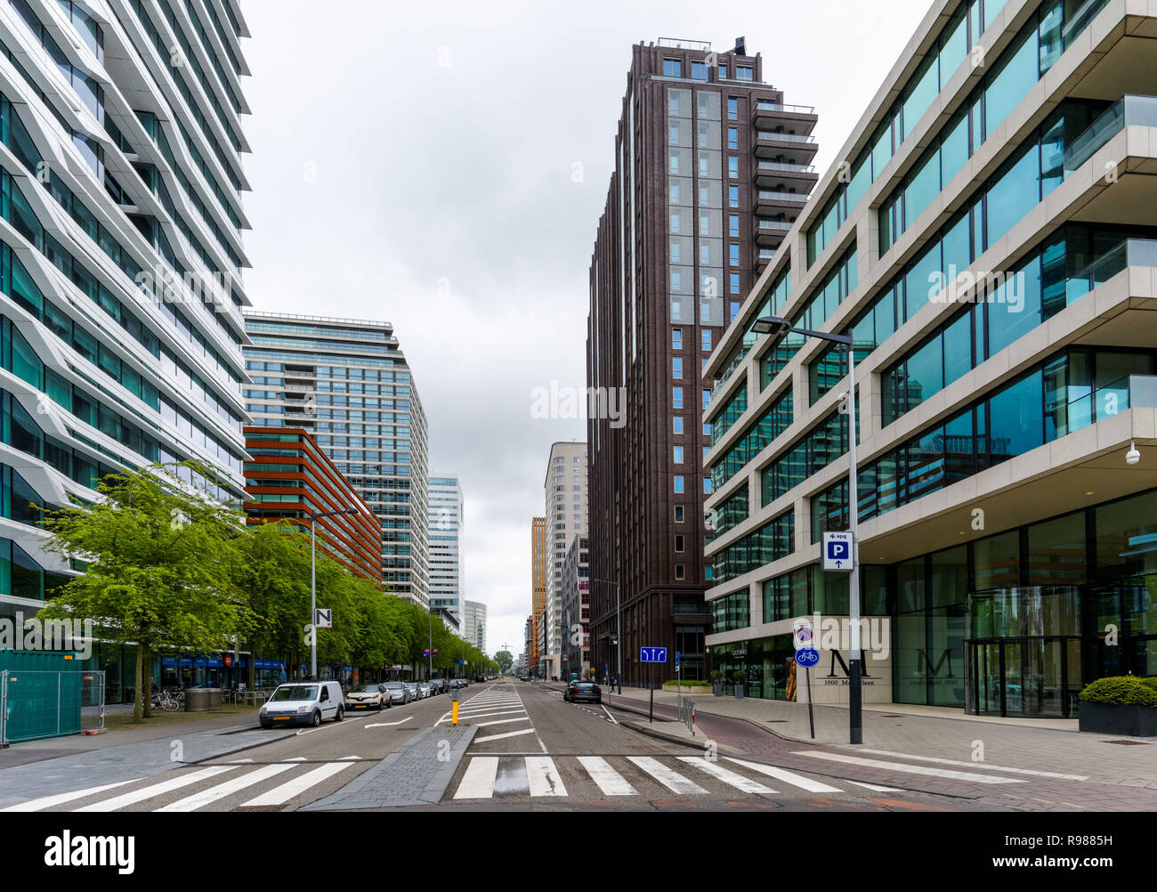 Office buildings at business district Zuidas in Amsterdam, Netherlands Stock Photo