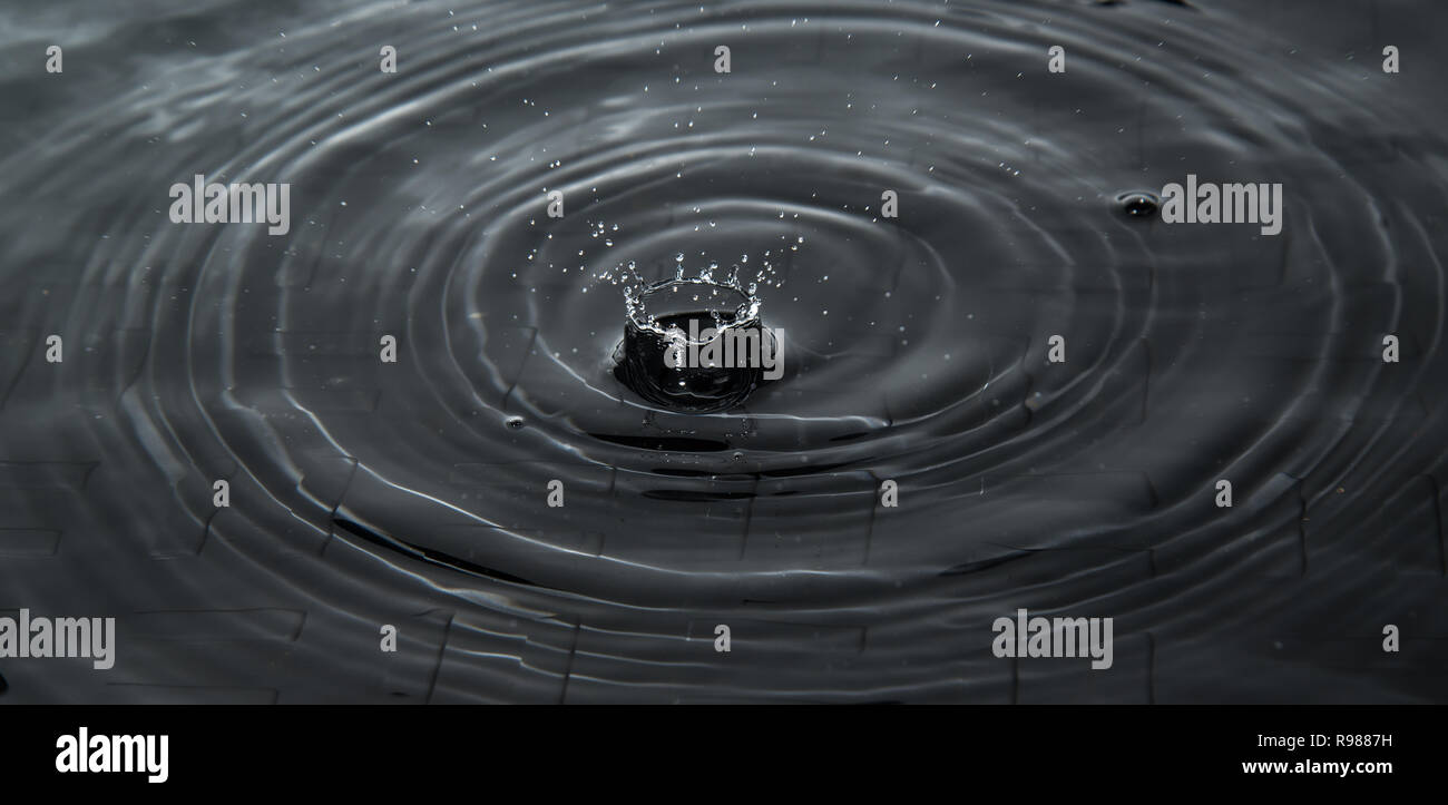 Water drop falling into water making a concentric circles Stock Photo