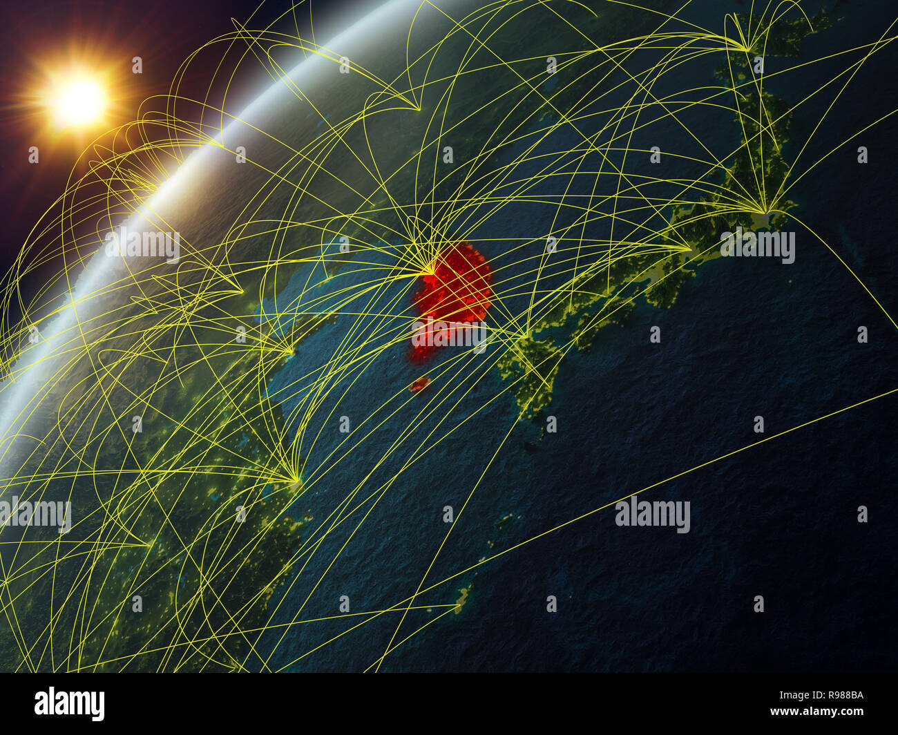 South Korea on model of planet Earth with network and international ...