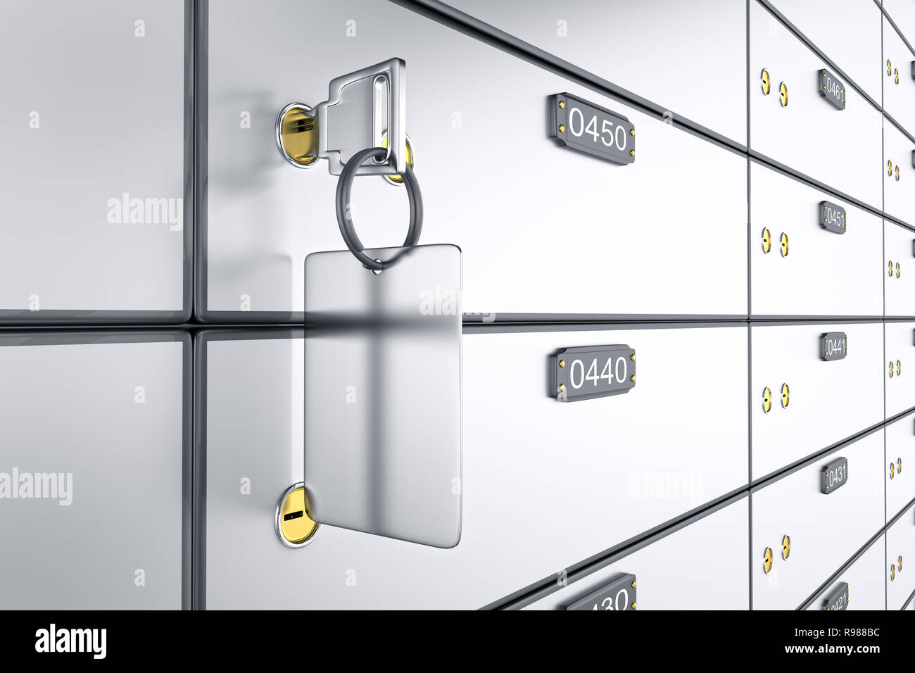 3D deposit boxes with key. Safe lockers Stock Photo - Alamy