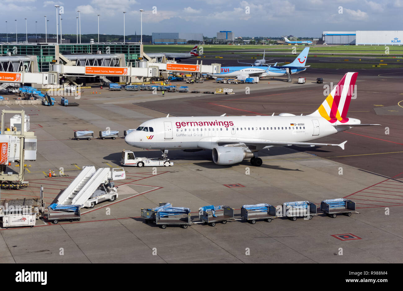 Germanwings plane at Amsterdam Airport Schiphol, Netherlands Stock Photo