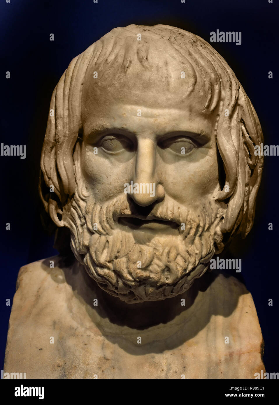 Euripides 480-406 was one of the three tragic Poets Greek Greece ( Roman Copy of an original 4th Century ) Stock Photo