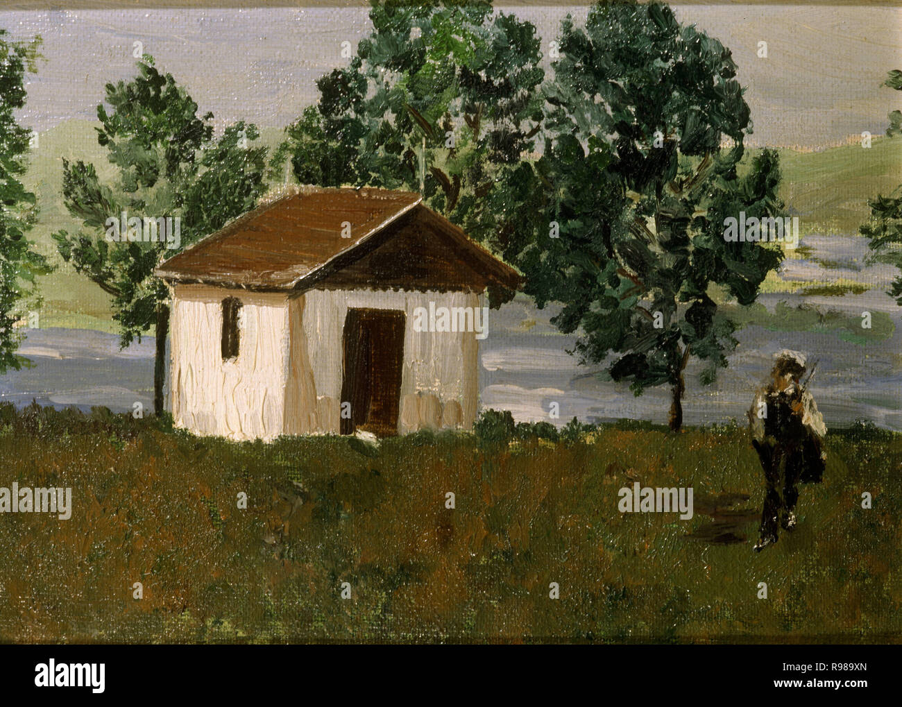 Spanish school. Summer house near the Attersee lake where Gustav Mahler (1860-1911) composed his 2nd and 3rd Symphony. Madrid, Miranda Collection . Spain. Author: NAVARRO FENECH CONCHA. Location: PRIVATE COLLECTION. MADRID. SPAIN. Stock Photo