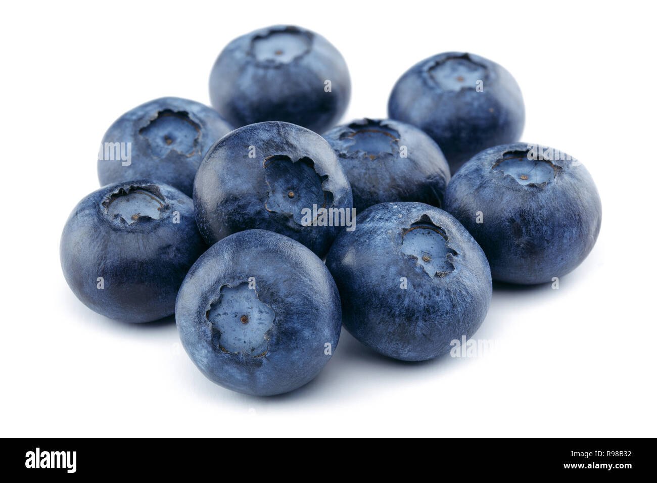 Fresh blueberries isolated on white background. Macro, studio shot Stock Photo
