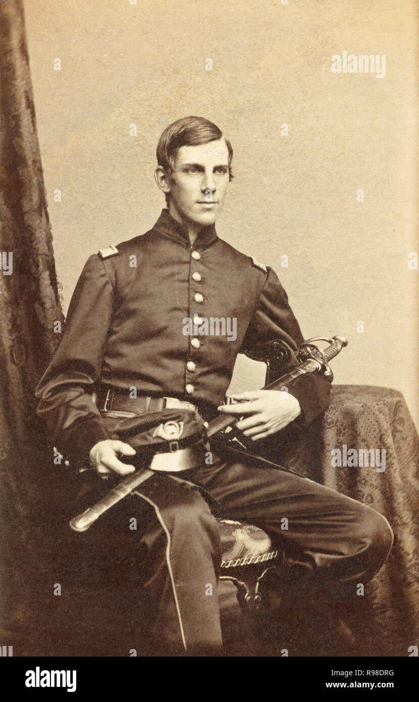Major Oliver Wendell Holmes, Jr. of Co. A and Co. G, 20th Massachusetts Infantry Regiment, Portrait in Uniform with Sword, Silsbee, Case & Co., between 1861 and 1865 Stock Photo