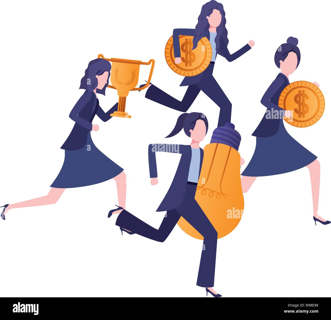 business women with set icons Stock Vector Image & Art - Alamy