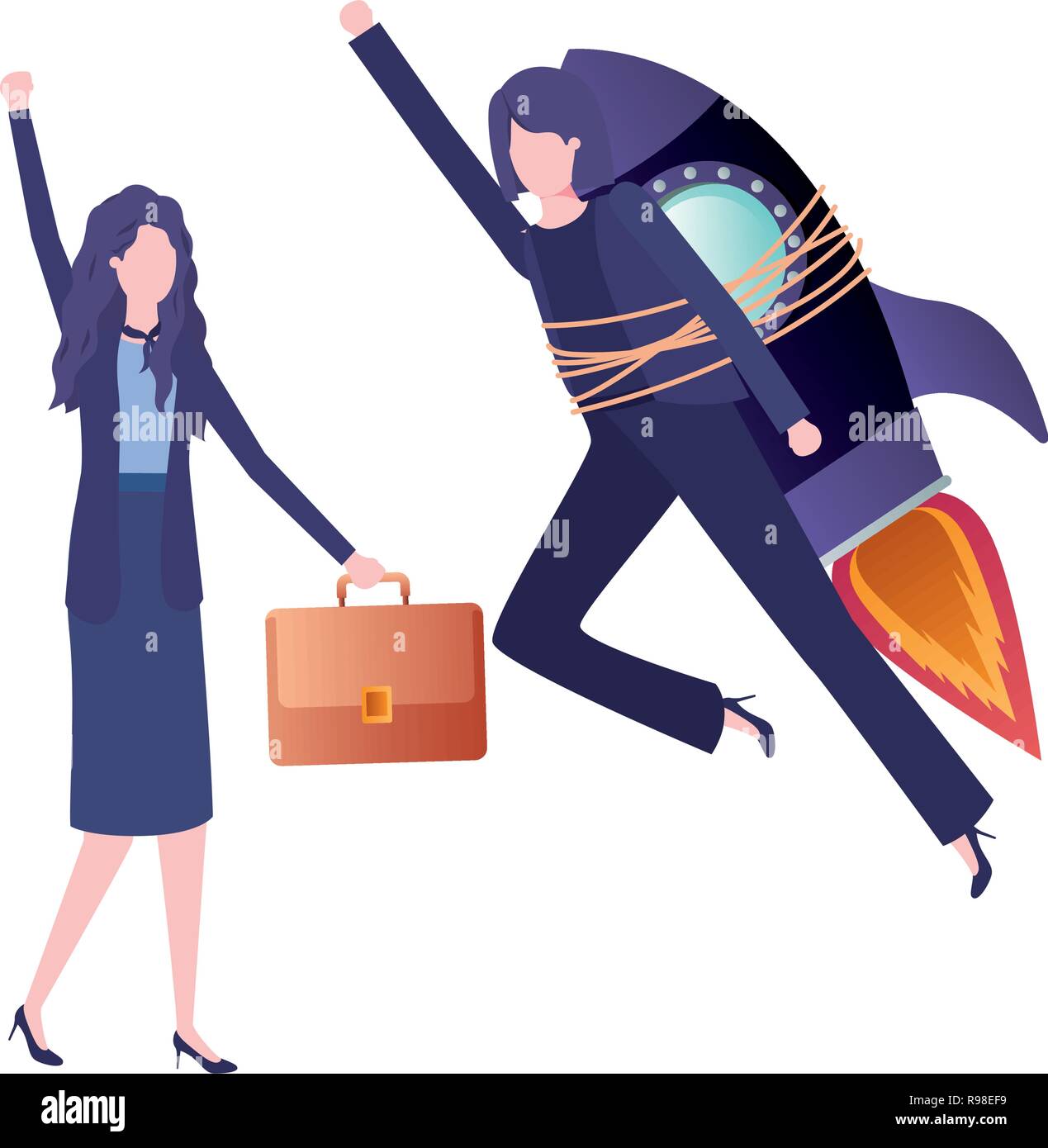 businesswomen with rocket avatar character Stock Vector Image & Art - Alamy